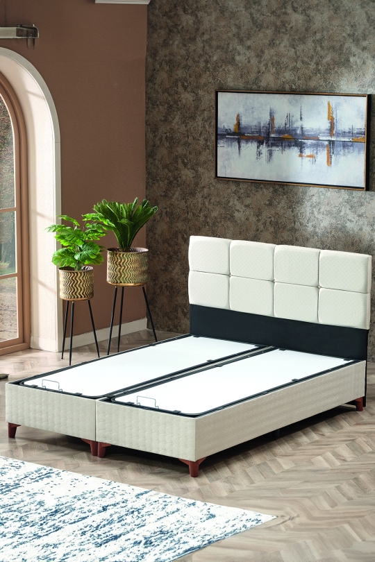 Prestij Çift Kişilik Baza Başlık Takımı Krem 150x200 cm