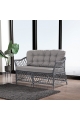 Icon Rattan Bahçe Balkon Oturma Takımı 2+1+1+Camlı Masa Gri